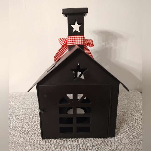 Tea Light Holder - Black Metal House/Church/School - Picture 4 of 7